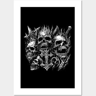 SKULLS CROSS Posters and Art